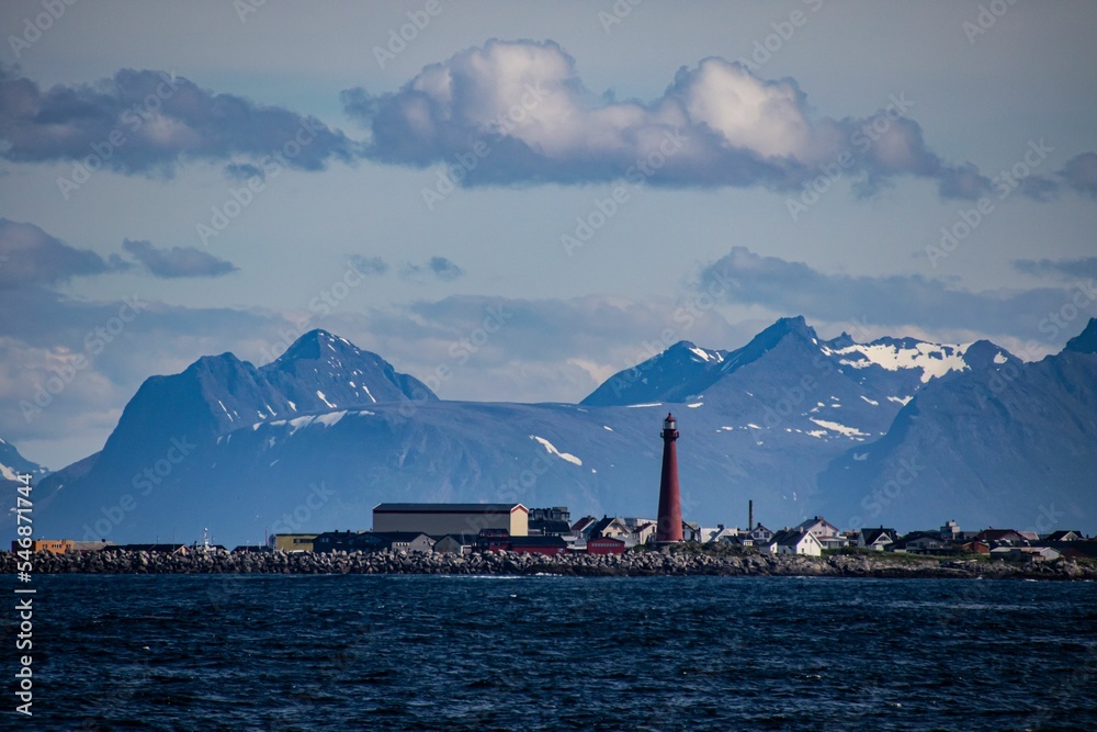 Fototapeta premium Scenic view of the Andenes Lighthouse in Nordland county, Norway