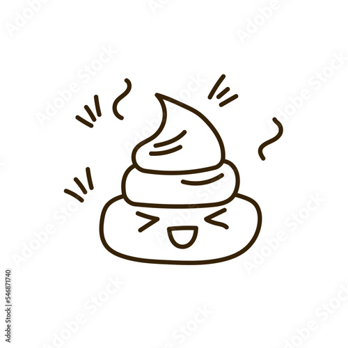 Cartoon poop. Hand drawn poo. Element for design card, poster, t-shirt. Kids vector illustration