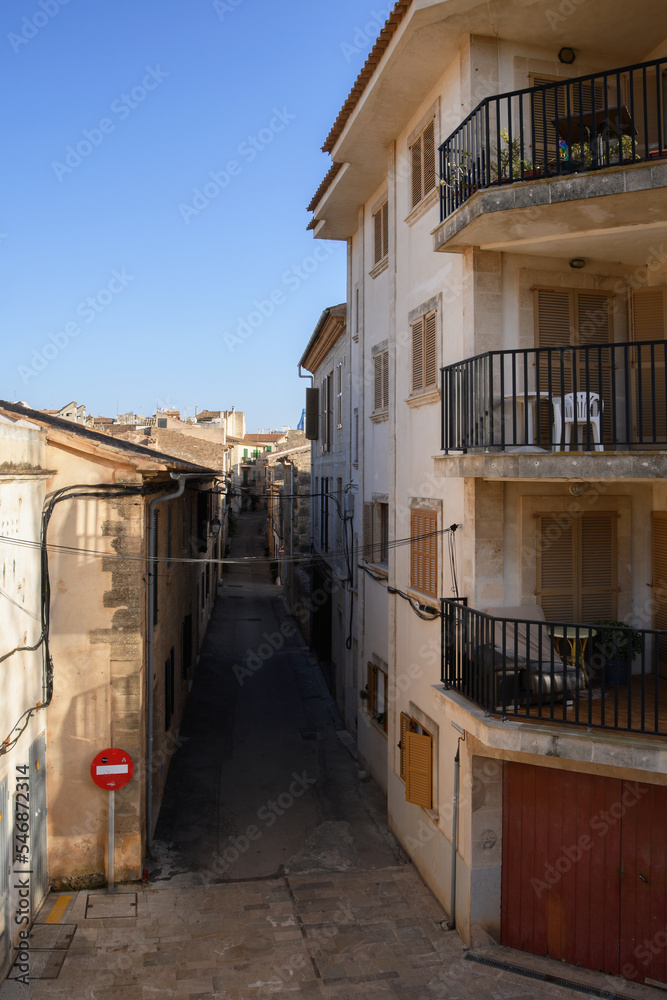 old and historical streets of Alcudia, Mallorca (Spain)