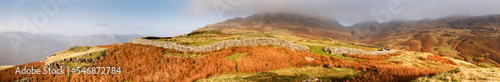 Roman fort ruins panoramic, Hardknott Pass, Lake District, UK photo