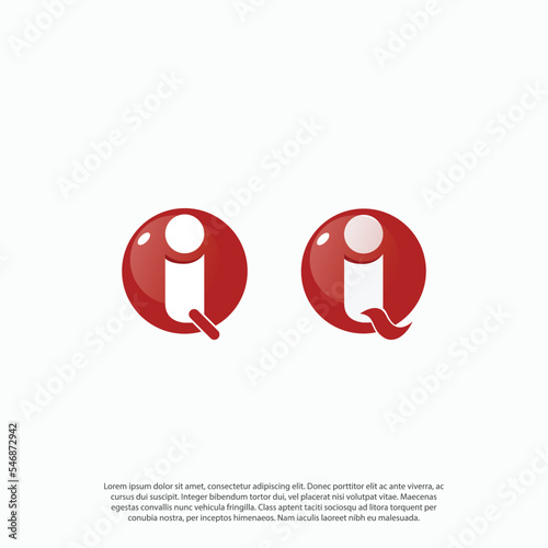 IQ or QI letter logo design template vector, gestalt or negative space concept letter i inside of letter Q logo design vector