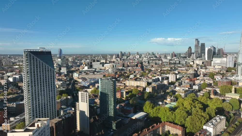 London England Skyline Slow Static Rotating Aerial View London England Skyline Slow Static Rotating Aerial View
