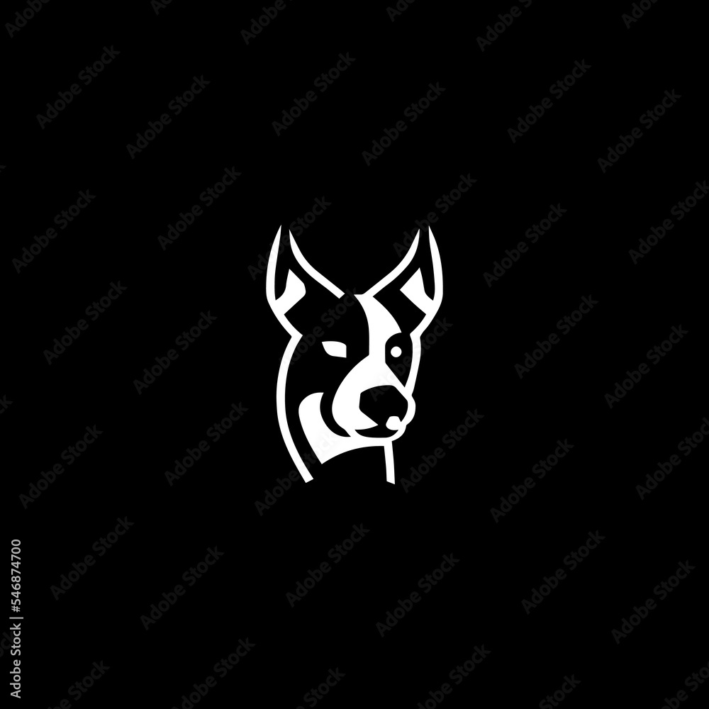 Dog logo, pet shop logo , positive negative space animal logo , simple dog logo