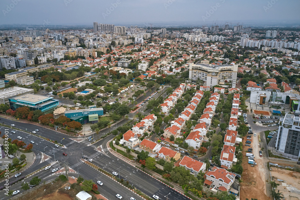 Aerial view on Rishon Le Tzion city. Central Israel