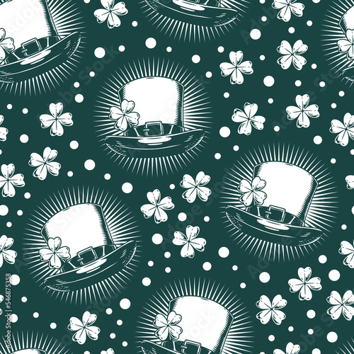Saint Patrick seamless pattern monochrome