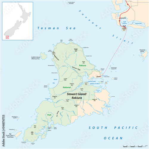 vector map of New Zealands Stewart Island, Rakiura photo