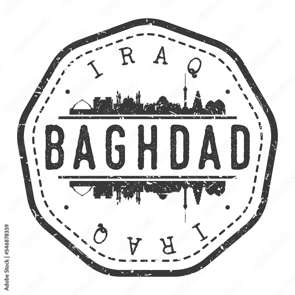 Baghdad, Iraq Stamp Skyline Postmark. Silhouette Postal Passport. City Round Vector Icon. Vintage Postage Design.