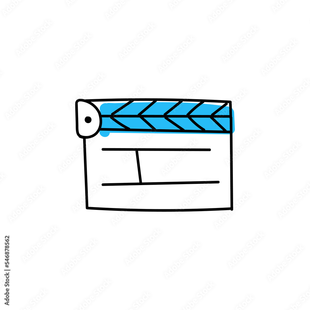 Clapperboard blue numerator hand drawn icon