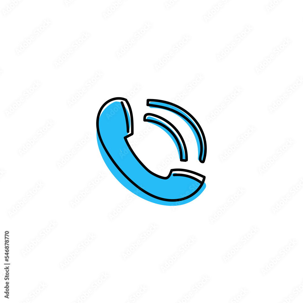 Blue ringing handset hand drawn icon Blue ringing handset hand drawn icon