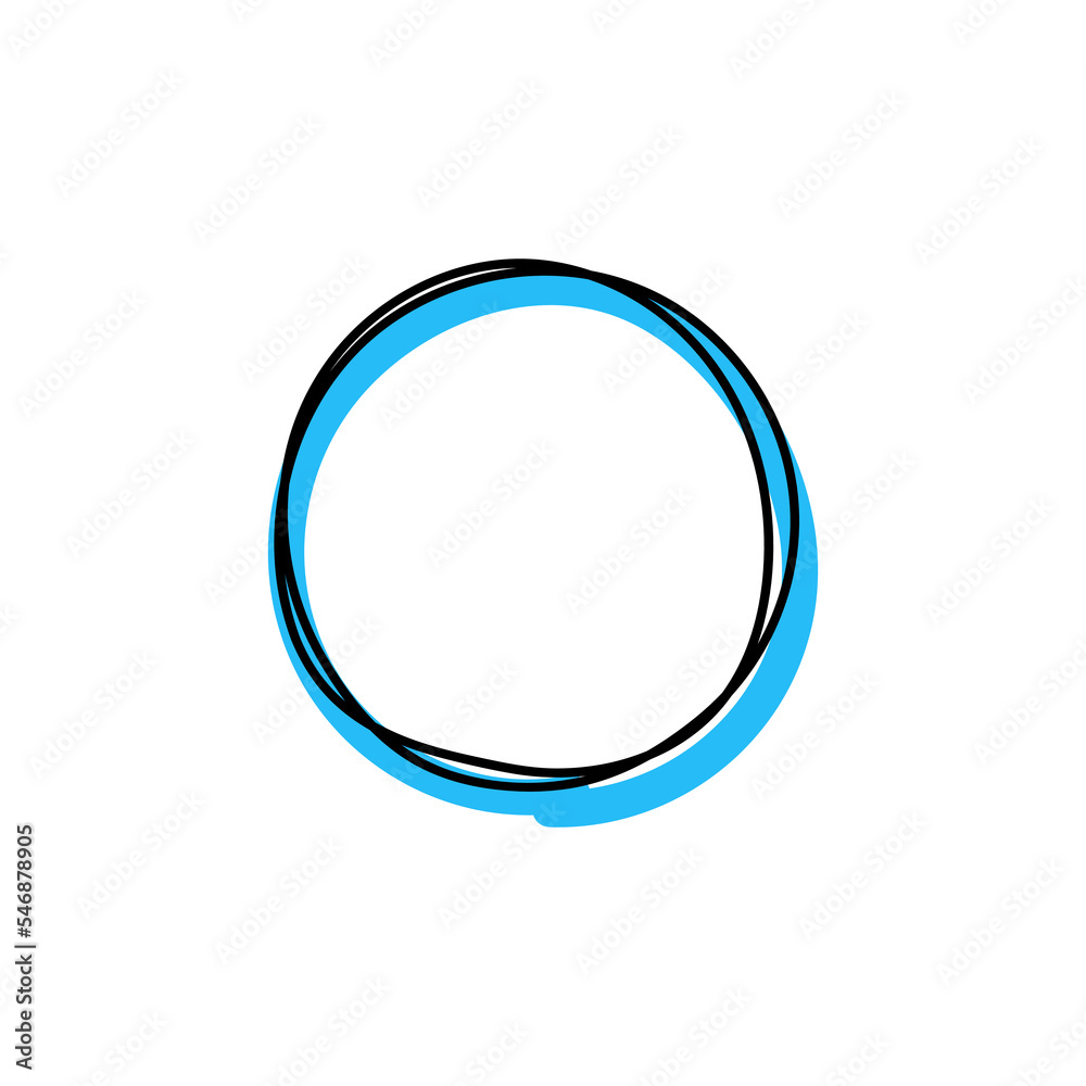 Circle blue frame hand drawn icon