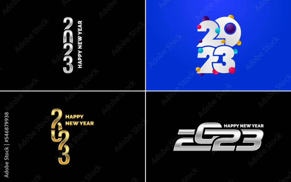 Happy New Year 2023 text design. Cover of business diary for 2023 with wishes. Brochure design template. card. banner. New Year Vector illustration
