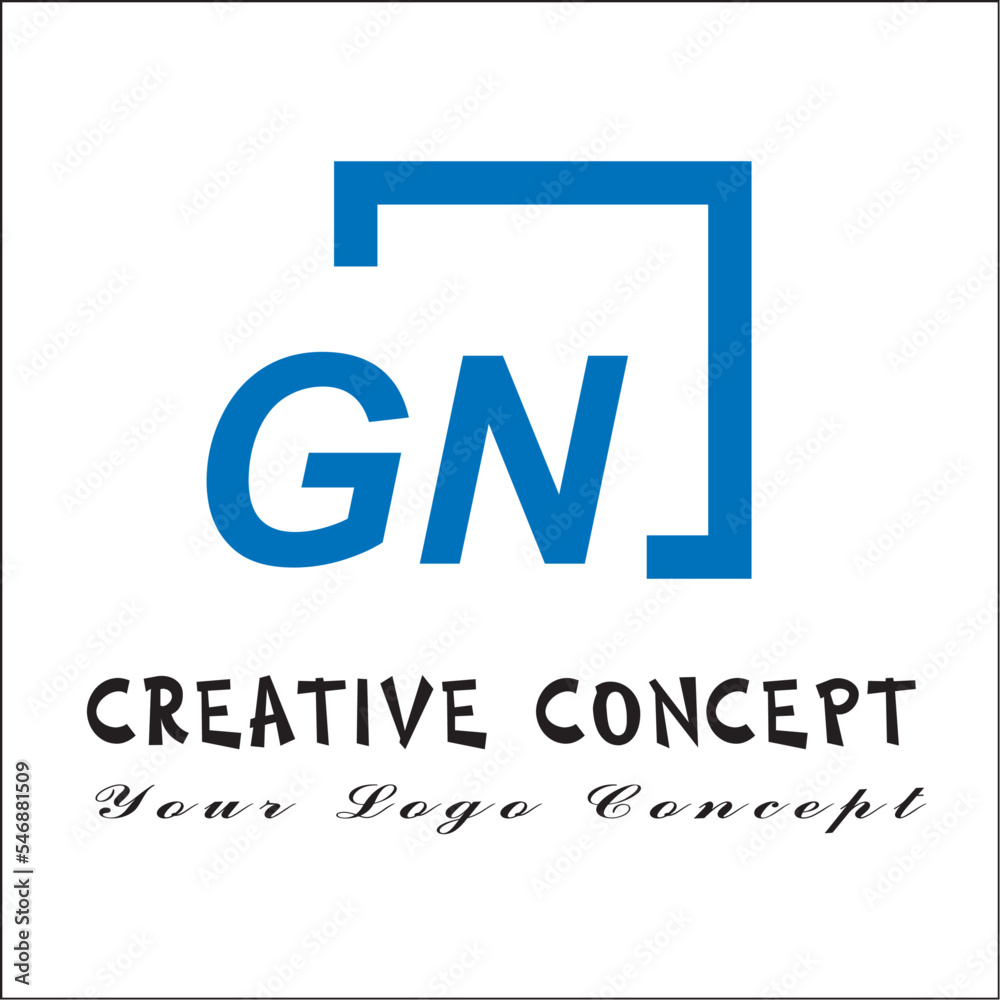Creative initial letters gn square logo design concept vector Creative initial letters gn square logo design concept vector