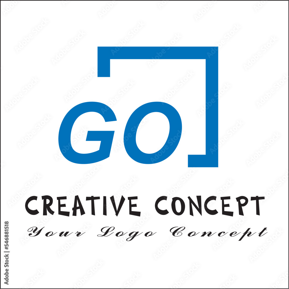 Creative initial letters go square logo design concept vector Creative initial letters go square logo design concept vector