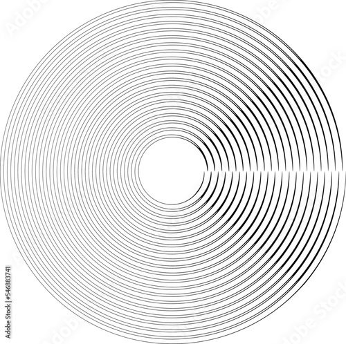 lines in Circle Form . Spiral Vector Illustration .Big collection of round Logos . . Abstract Geometric circular shapes .Rotating radial lines collection. Concentric circles