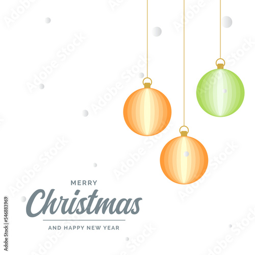 Flat merry christmas Glossy decorative Ball elements hanging Vector background illustration