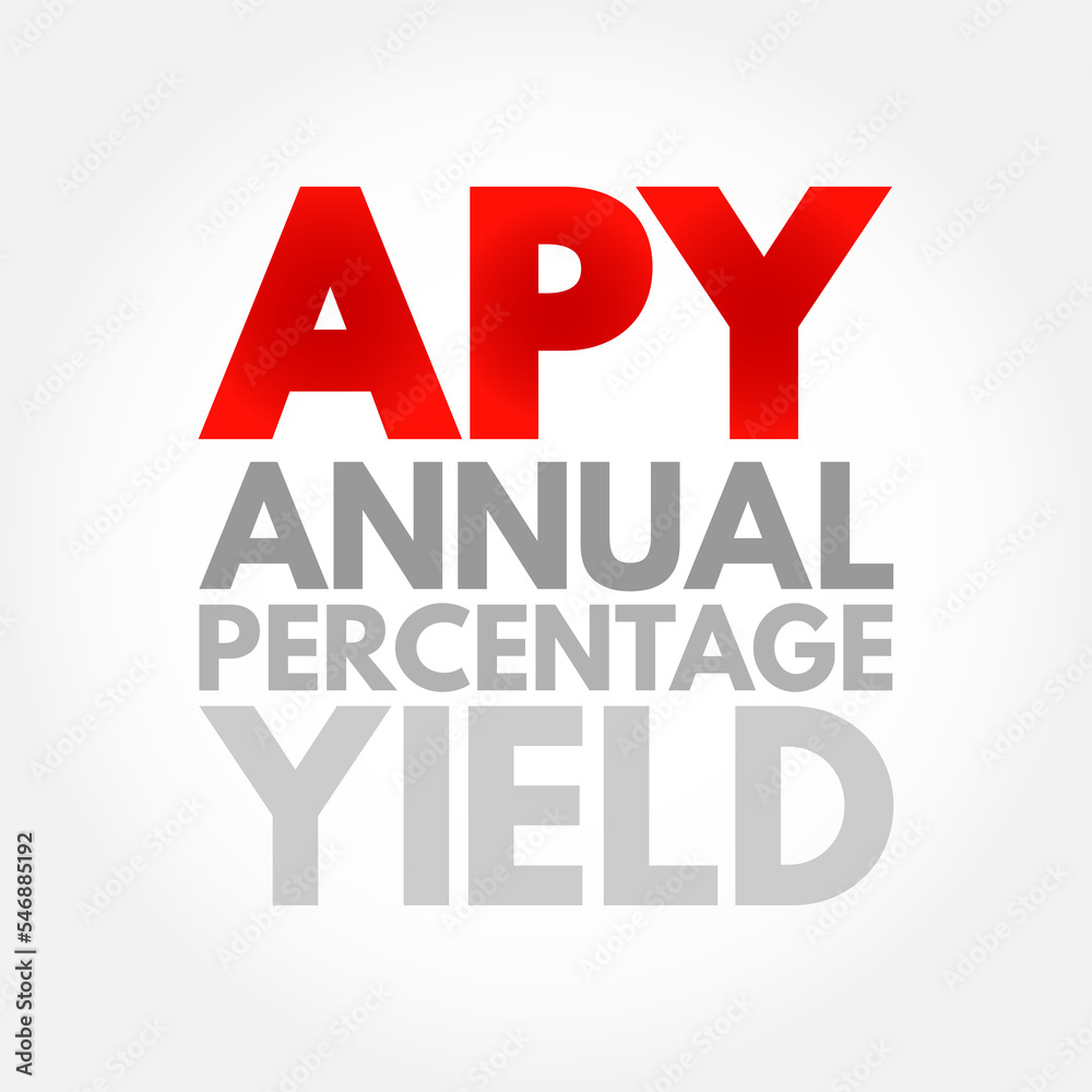 APY Annual Percentage Yield - normalized representation of an interest rate, based on a compounding period of one year, acronym text concept background