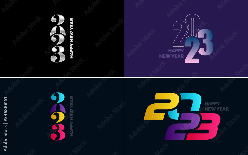 Happy New Year 2023 text design. Cover of business diary for 2023 with wishes. Brochure design template. card. banner. New Year Vector illustration