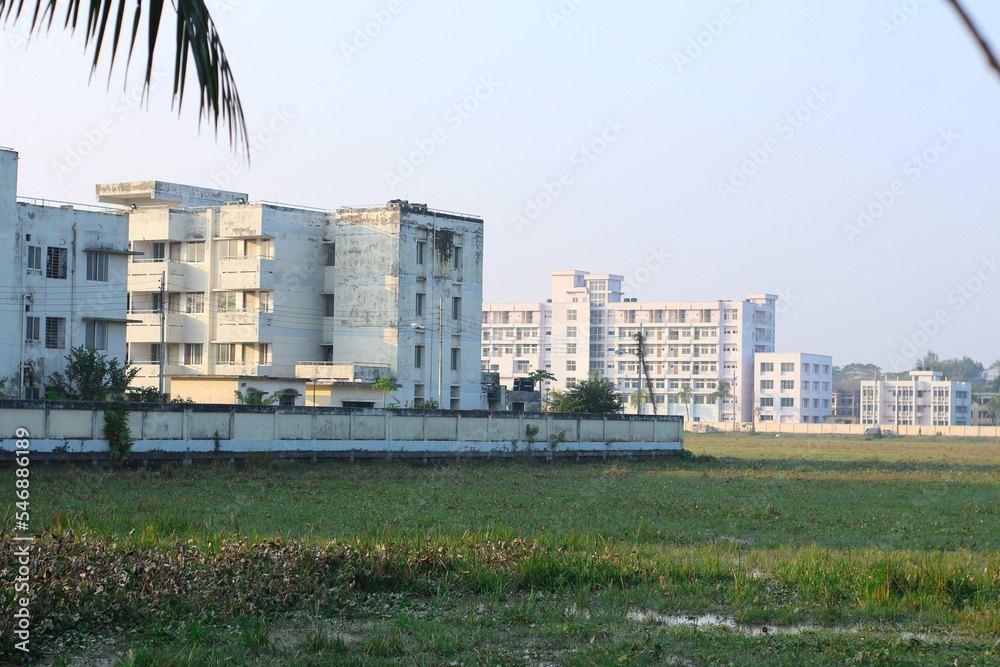 January 06, 2020, Barguna, Bangladesh. A government hospital has been built in the middle of the field