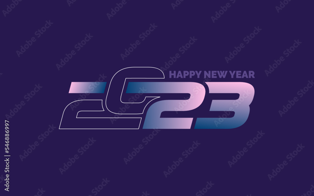 Happy New Year 2023 text design. for Brochure design template. card. banner. Vector illustration
