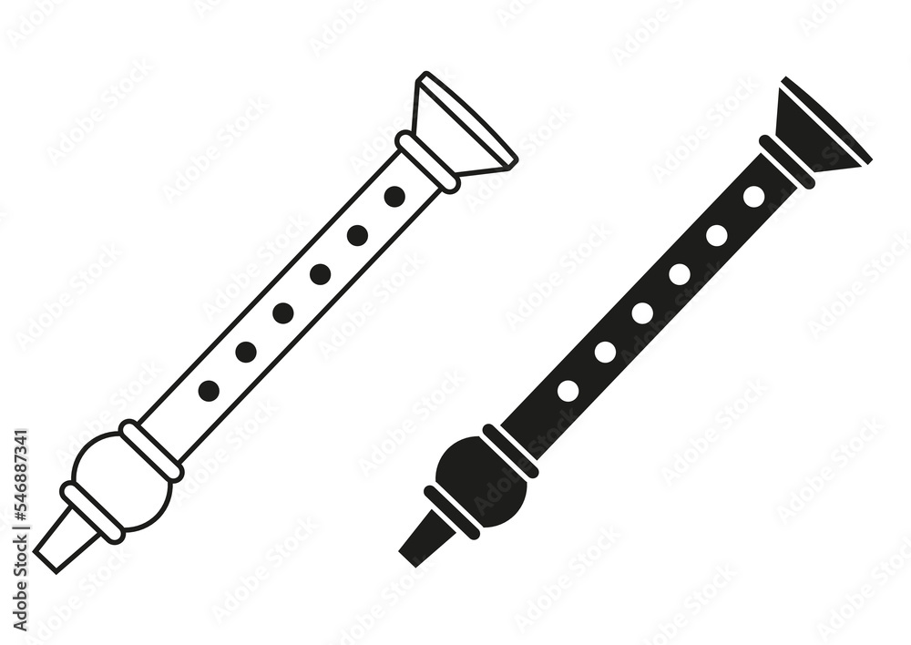 Black And White Flute Icon Flat Design Vector Black And White Flute Icon Flat Design Vector