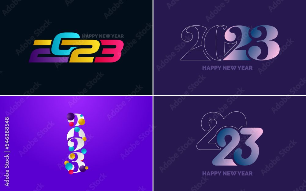 2023 Happy New Year. 2023 number design template. Christmas decor 2023 Happy New Year symbols. Modern Xmas design for banner. social network. cover and calendar. New Year Vector illustration