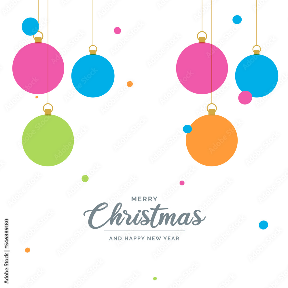 Flat merry christmas decorative Ball elements hanging Vector background illustration
