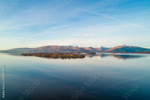 Loch Lomond With Scottish Landscape Reflected in the Calm Waters