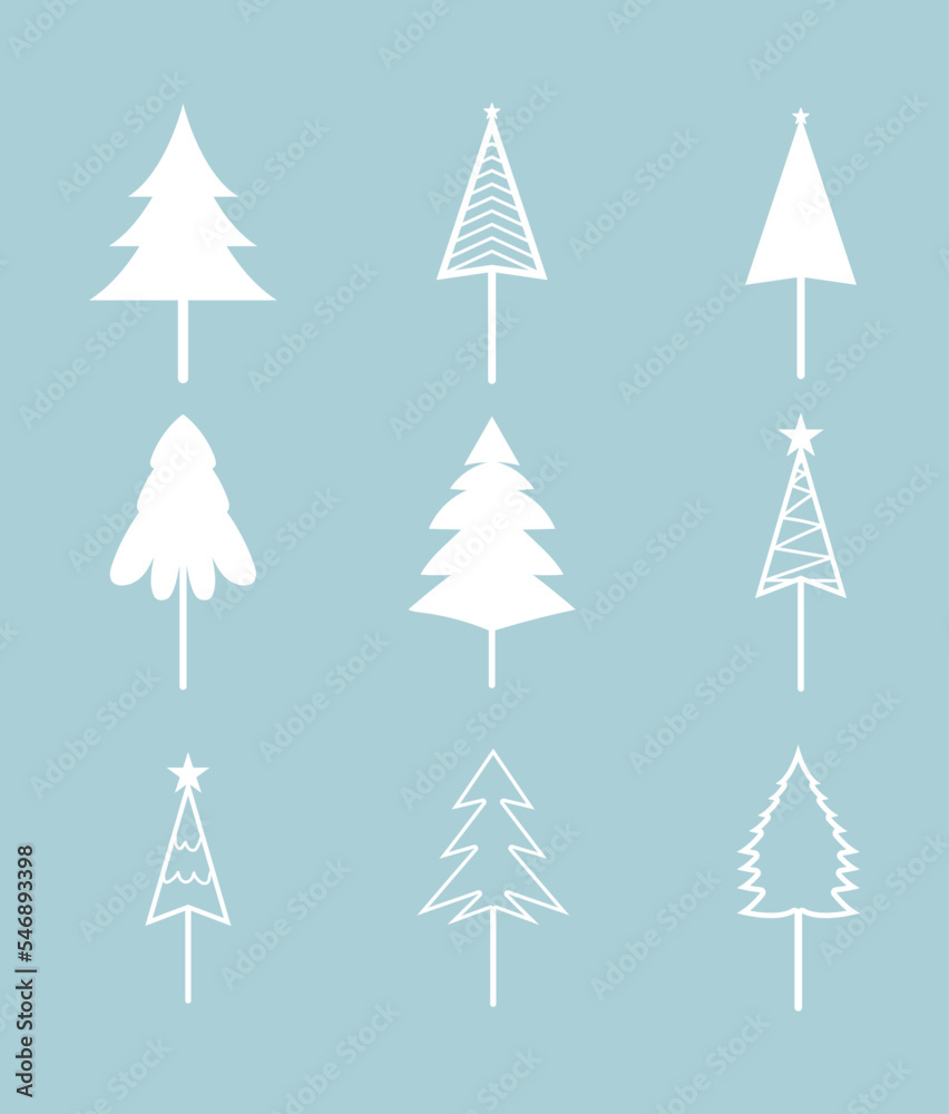 christmas tree design set of decorating with gifts and stars on christmas eve. christmas tree design set of decorating with gifts and stars on christmas eve.