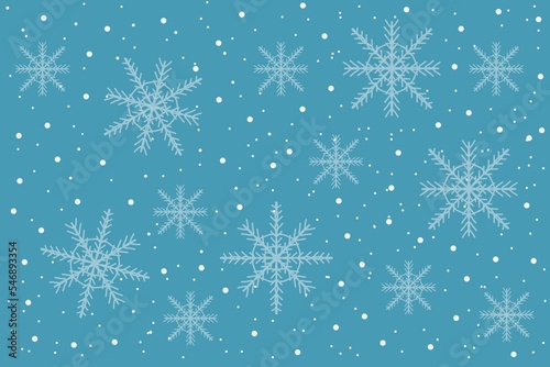 Winter snowflake illustration on blue background.