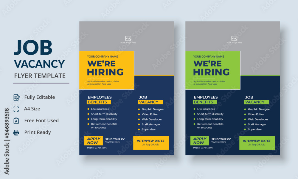 Job Vacancy Flyer Template, Job Recruitment Flyer, We are Hiring Job