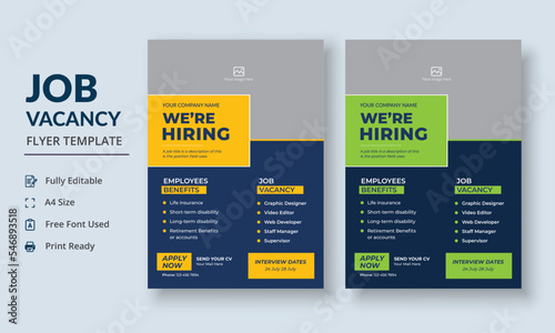 Job Vacancy Flyer Template, Job Recruitment Flyer, We are Hiring Job Flyer Template