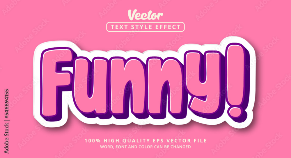 Fototapeta premium Editable text effects Funny Text is pink and purple, an attractive cartoon style font