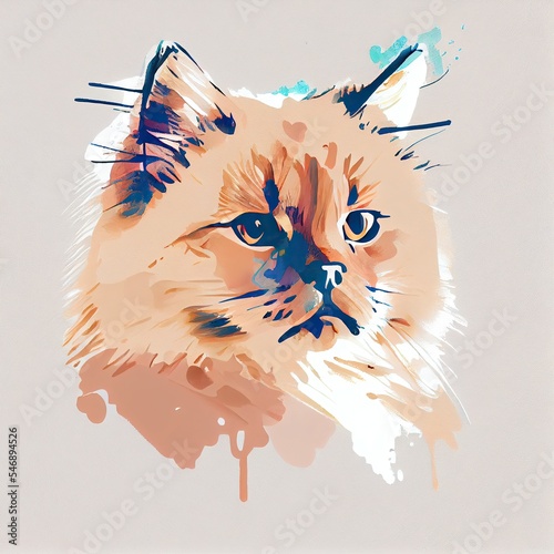 Watercolour painting of a cat 