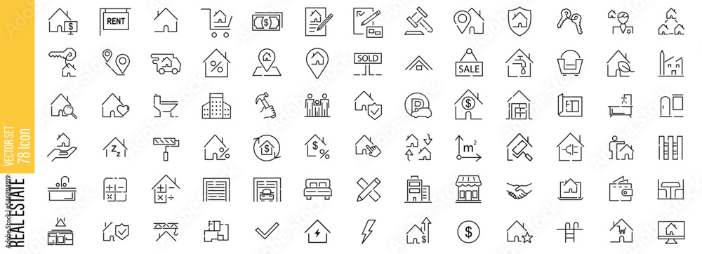 Real estate set icon thin line. Simple vector illustration 78 icon