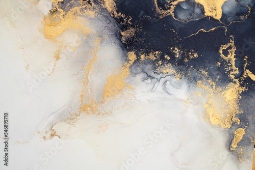 Marble ink abstract art from exquisite original painting for abstract background . Painting was painted on high quality paper texture to create smooth marble background pattern of ombre alcohol ink . © Summit Art Creations