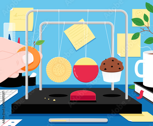 Newton's cradle work snacks