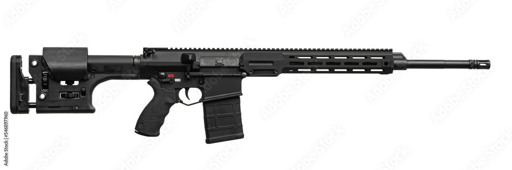 Modern automatic rifle isolated on white background. Weapons for police, special forces and the army. Automatic carbine. Assault rifle on white. Modern automatic rifle isolated on white background. Weapons for police, special forces and the army. Automatic carbine. Assault rifle on white.
