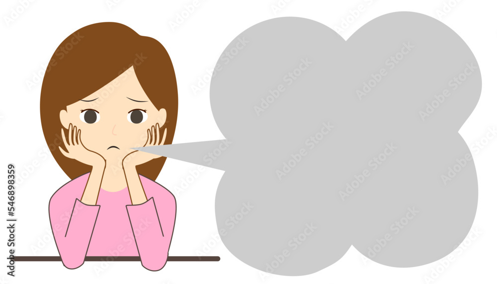 ため息をつく女性。悩み、不安のコンセプト。 ため息をつく女性。悩み、不安のコンセプト。