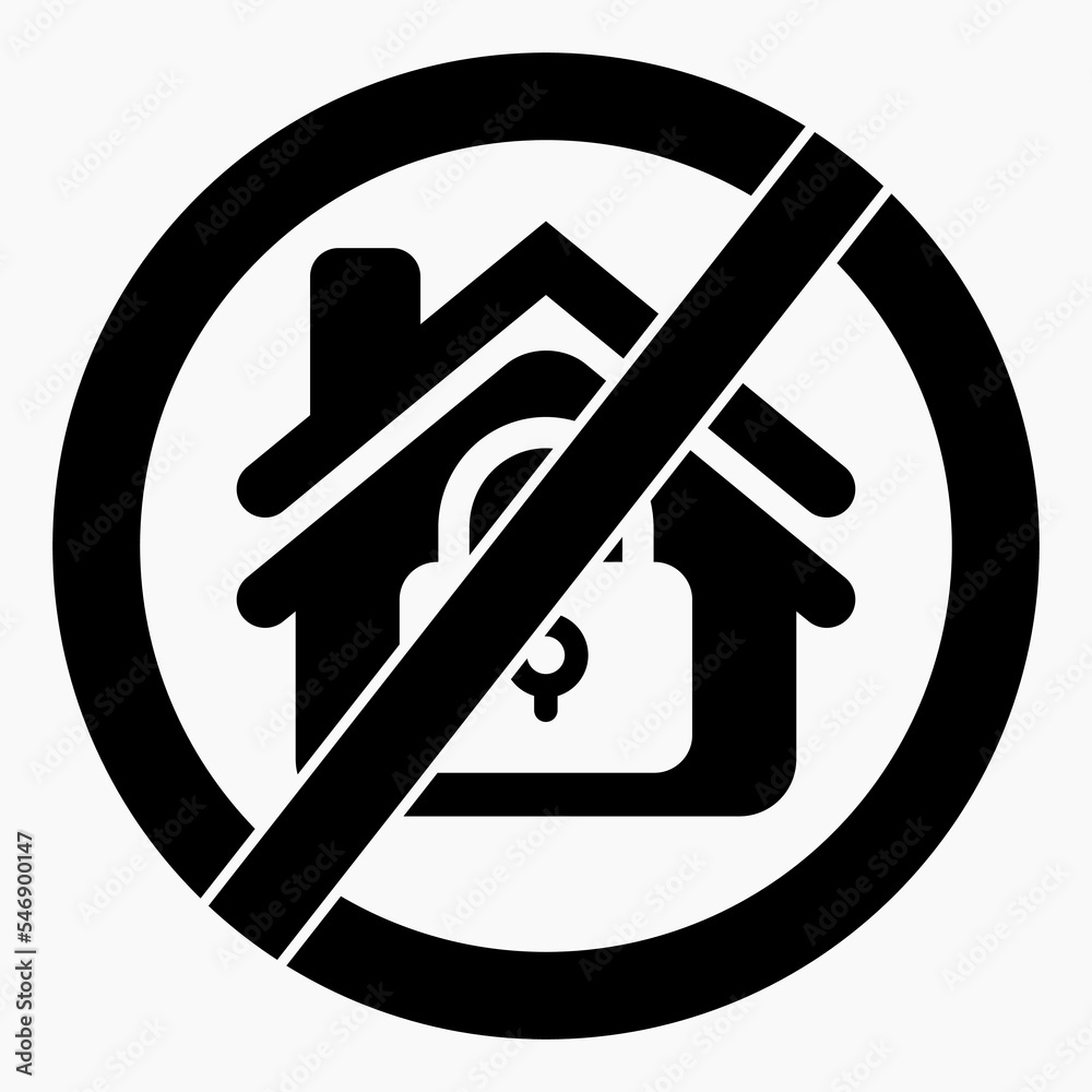No lock in the house. Do not close the house. Prohibition of house closure. Vector icon. No lock in the house. Do not close the house. Prohibition of house closure. Vector icon.