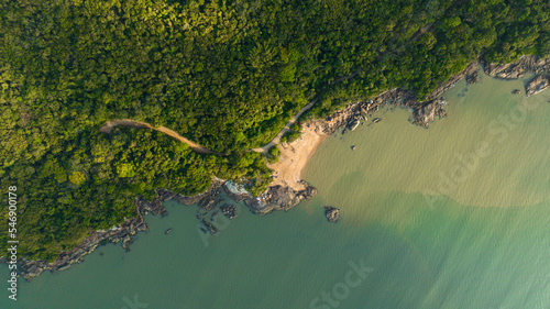 Aerial photos with drone of the beautiful beaches of Porto Belo in Santa Catarina