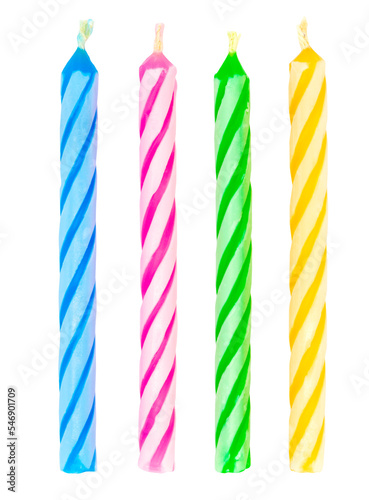 birthday candles on white background with clipping path inside
