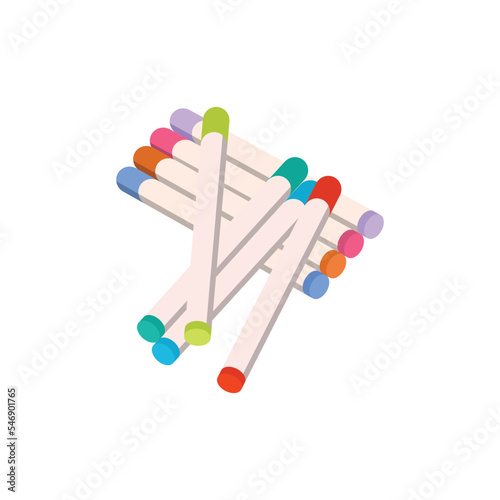 Color markers of 8 colors on an isolated white background. A set of stationery. Vector illustration. © Syafira