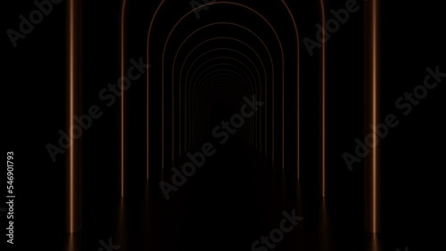 3D rendering Hall way to the dark. loop animation 3D. 