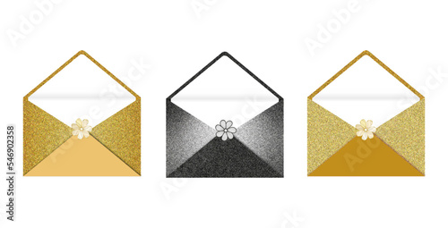 envelope glitter send flower sticker gold luxury 