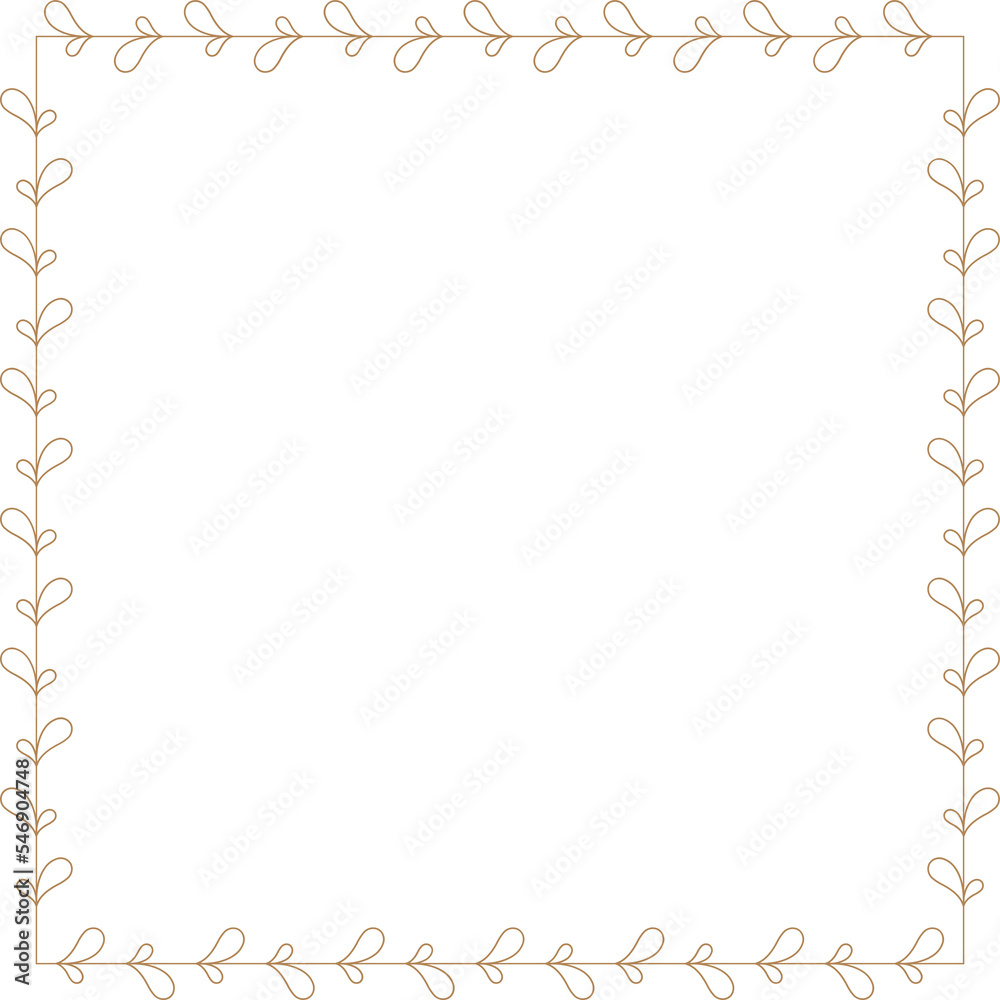 Obraz premium Leaf and flower pattern design with a square border frame.
