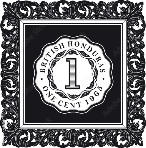 Honduras coin one cent with vintage frame