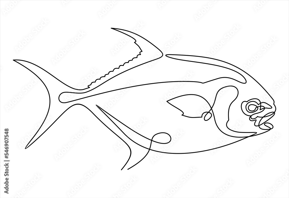 Obraz premium Continuous one line drawing fish.