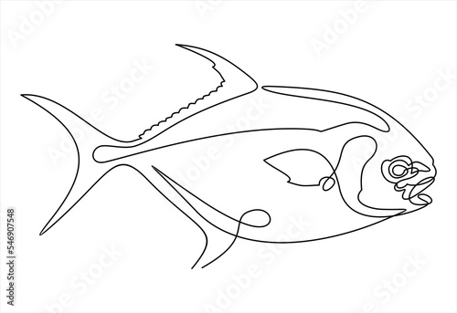 Continuous one line drawing fish.