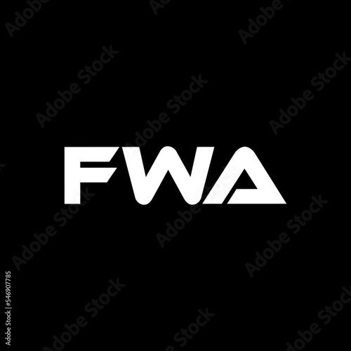 FWA letter logo design black background in illustrator, vector logo modern alphabet font overlap style. calligraphy designs for logo, Poster, Invitation, etc.