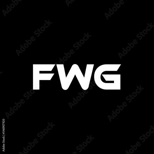 FWG letter logo design black background in illustrator, vector logo modern alphabet font overlap style. calligraphy designs for logo, Poster, Invitation, etc.